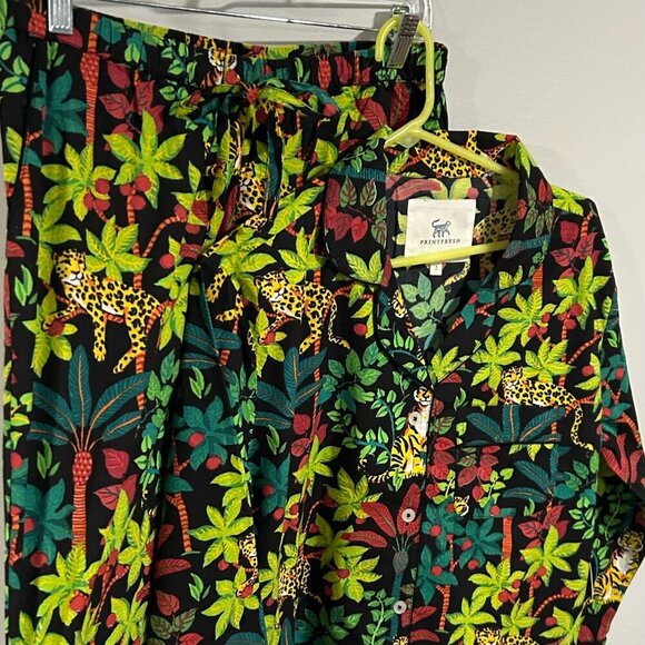 PrintFresh Other - PrintFresh Big Cat Energy Long Sleep Set Pajamas Queen Of The Jungle Boho S Cats